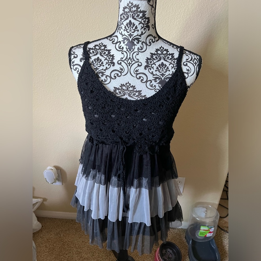 Rebellion Babydoll Cami Lacey Top Size Large
